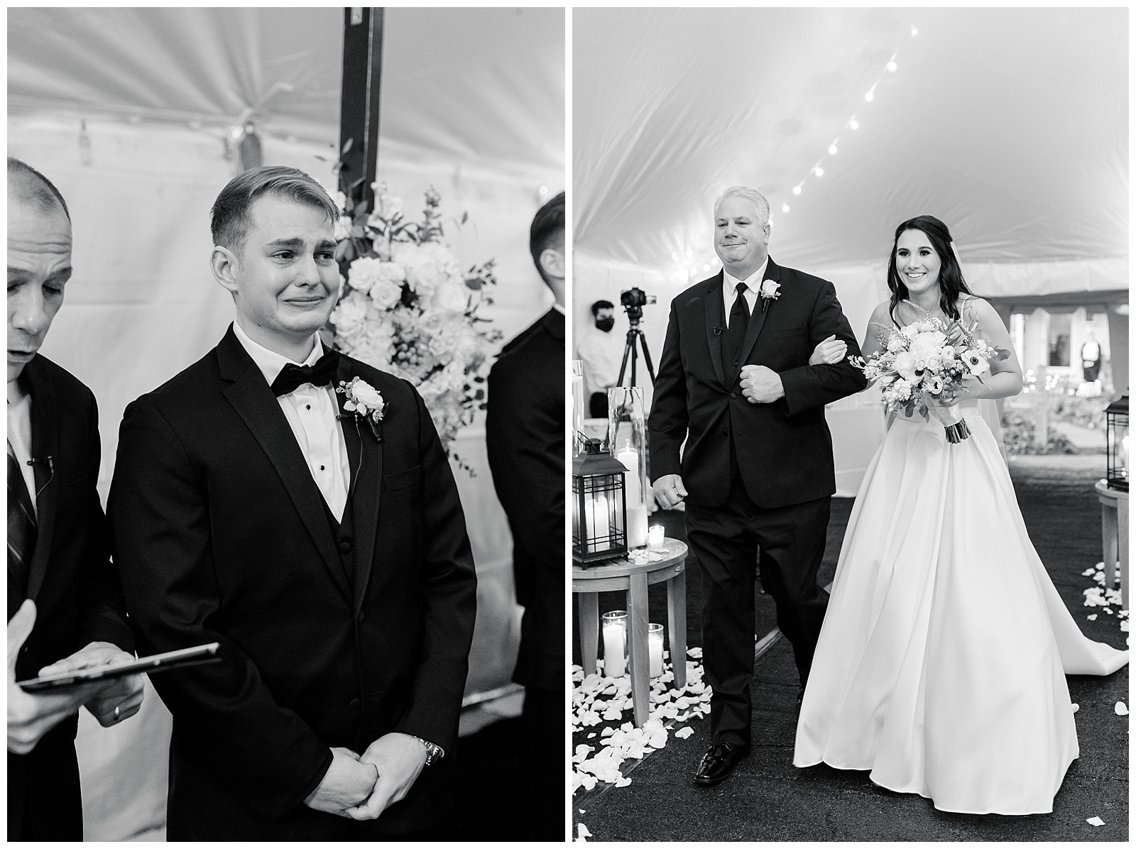 emotional reaction to wedding entrance at intimate home wedding in west chester pa