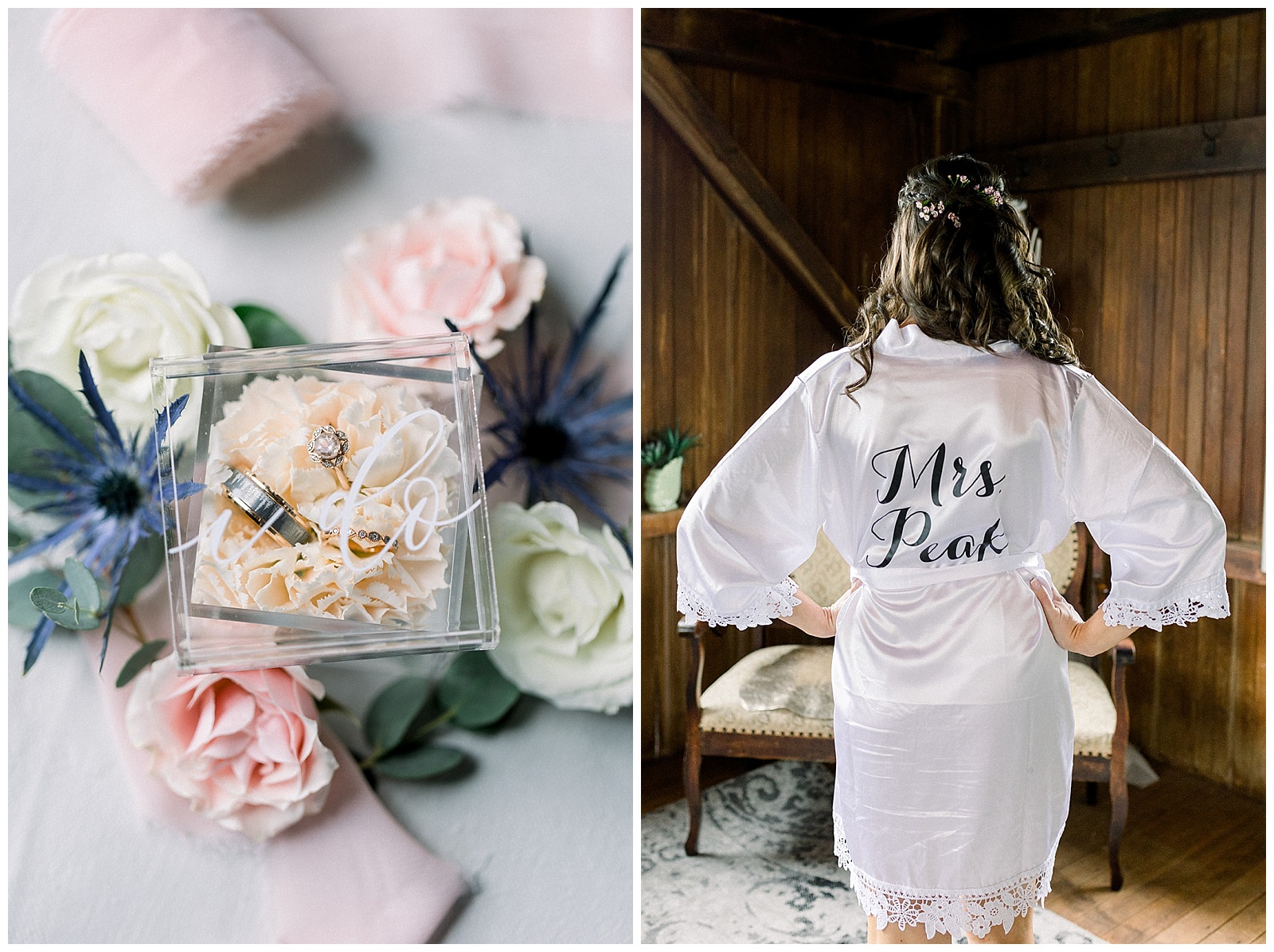 this bride brought a special "i do" ring box to her wedding at lakefield weddings, a modern barn wedding venue
