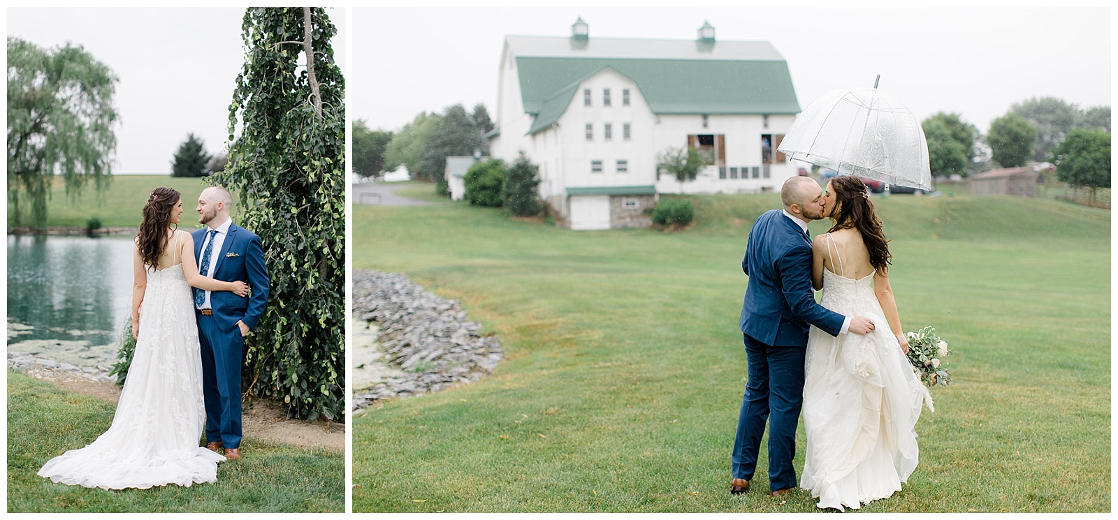 couple takes wedding portraits at lakefield weddings, a modern barn wedding venue