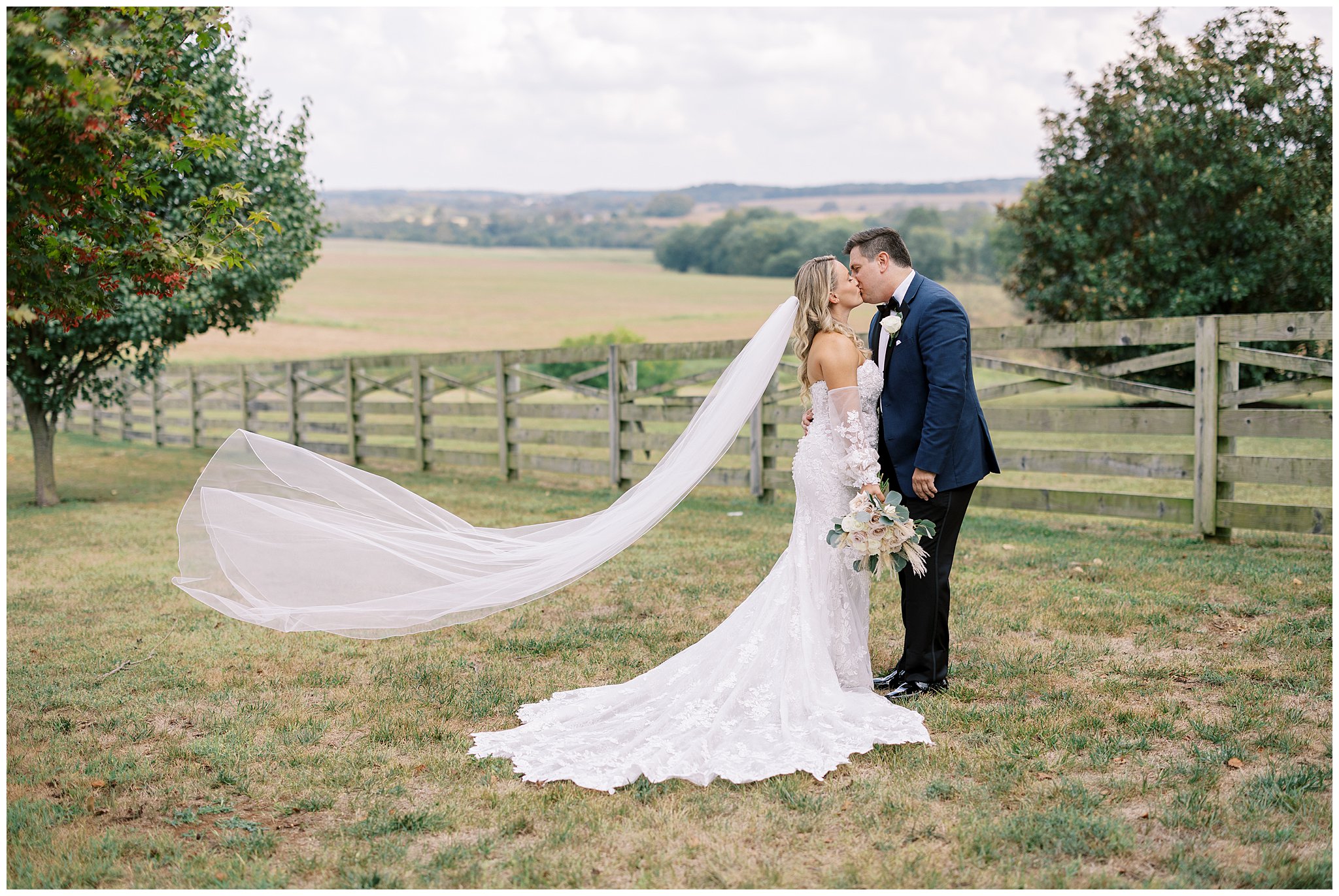 A stunning image of the couple at their summer wedding at Walker's Overlook.