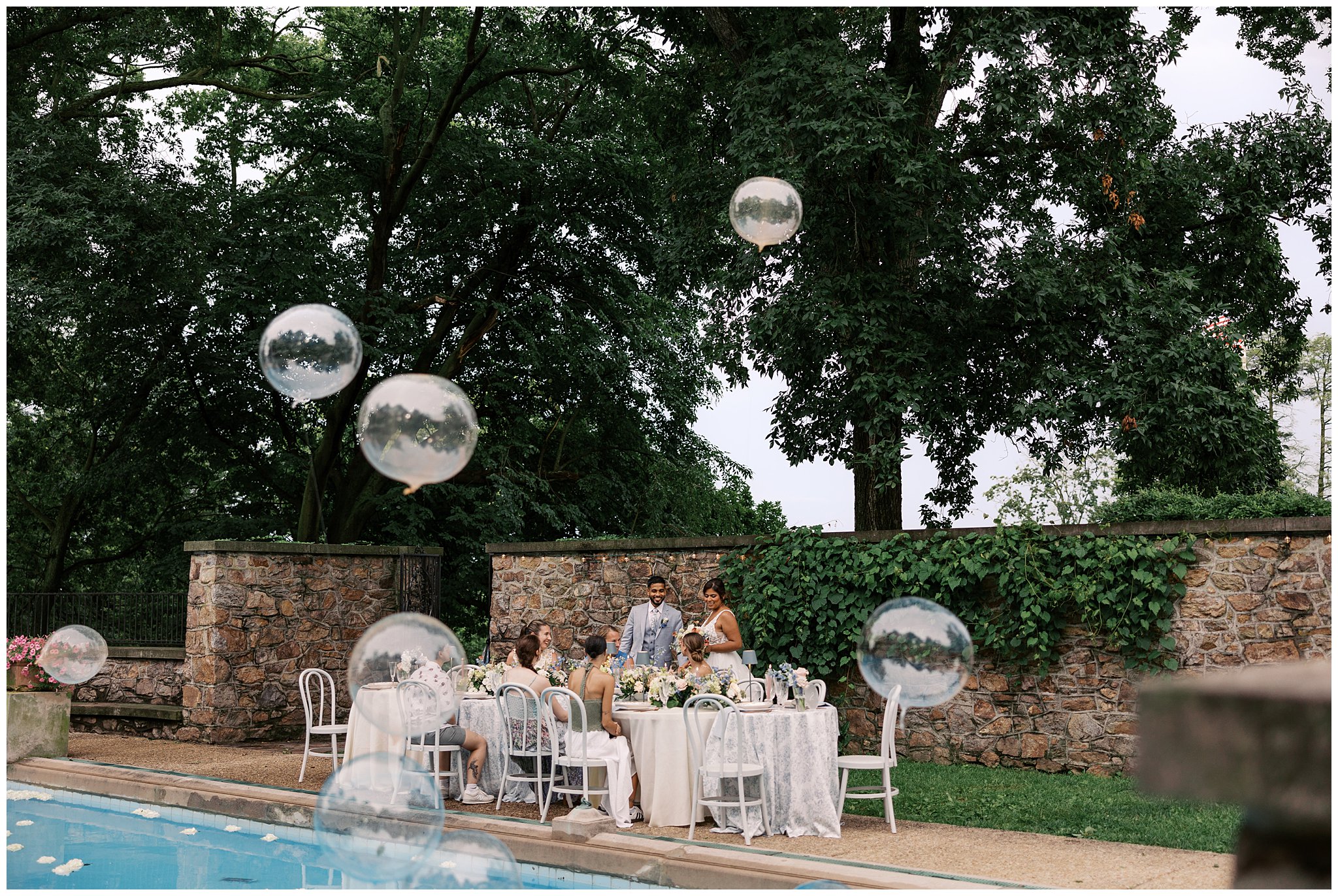 Lauxmont Sunken Gardens wedding guests greet bride and groom